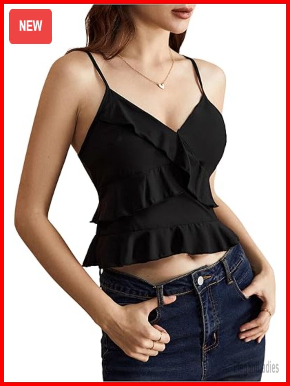 Ruffle Trim Camisole Top Sleeveless Layered Going Out Top